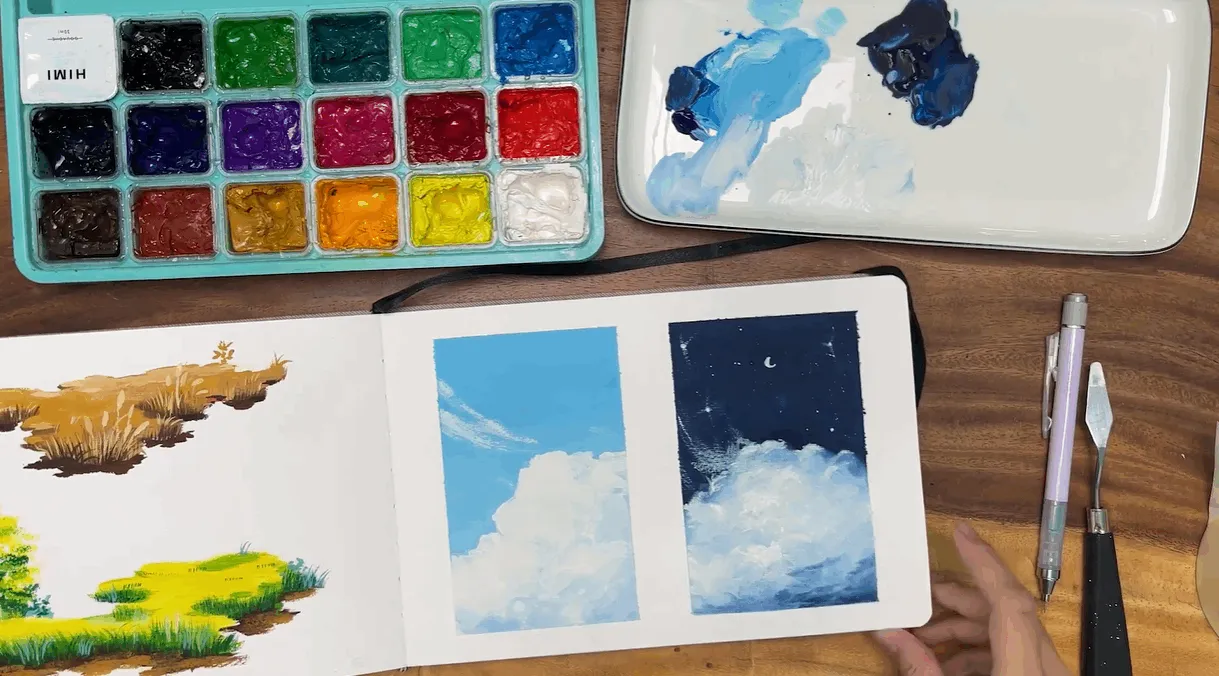 #7 Vẽ Bầu Trời Nhiều Mây Với Màu Gouache: Ban Ngày Và Ban Đêm